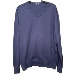 J.Crew Cashmere Blend Sweater Long Sleeve Pullover Mens Navy Blue V-Neck Size L